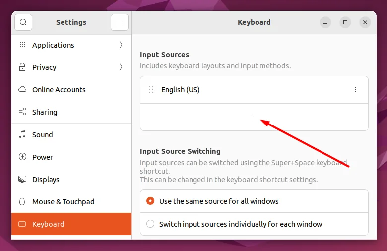 Click the plus sign to expand all language options