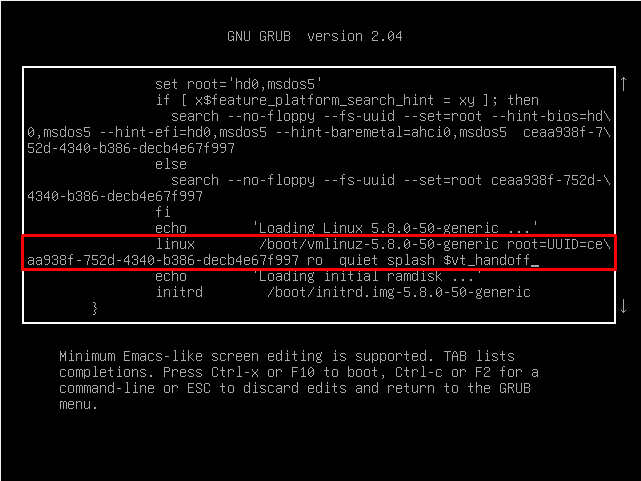Locate the line that begins with Linux