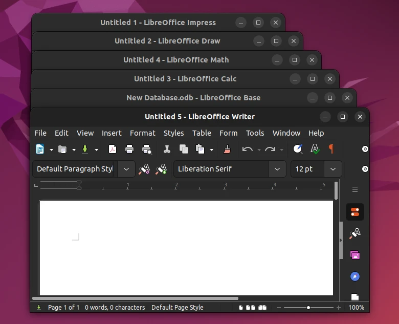 Opening all the applications from LibreOffice