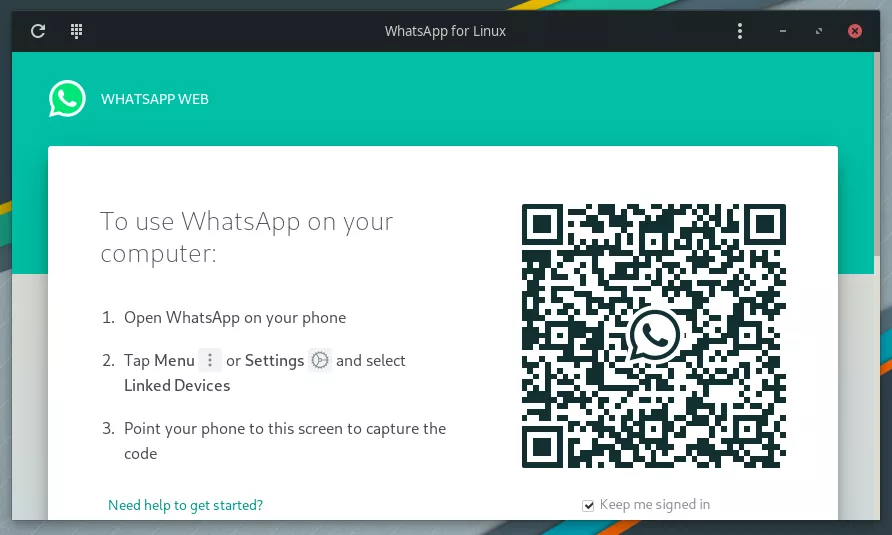 QR scanning prompt in WhatsApp for Linux