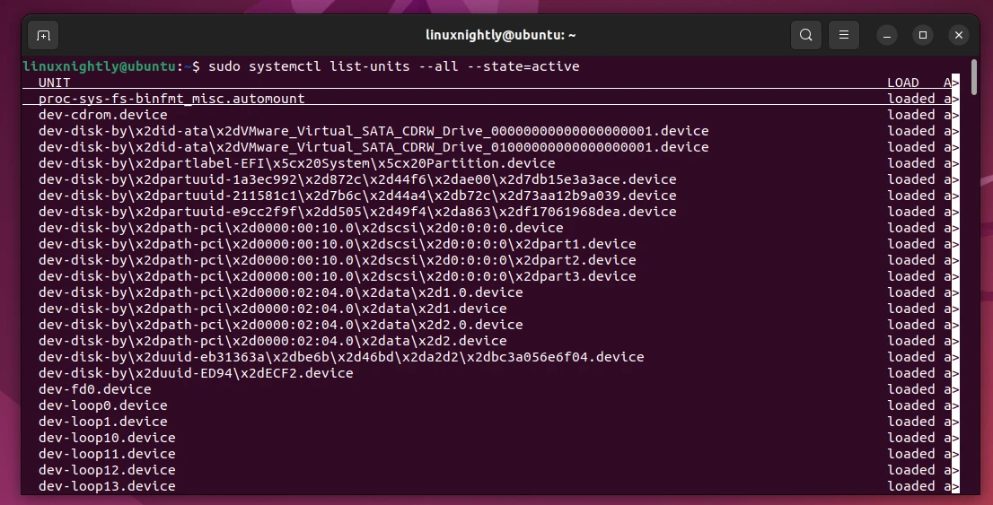 Listing only active services using systemctl