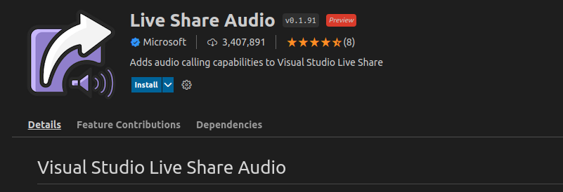 Installing Live Share Extension from Visual Studio