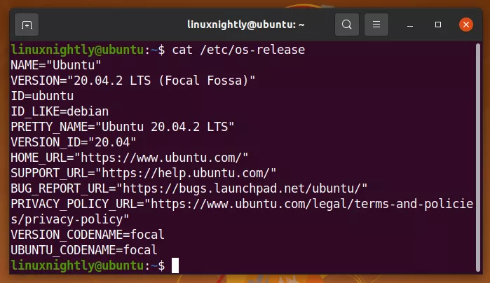 Terminal output displaying the contents of the os-release file