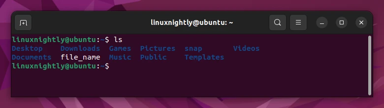 Using ls command to view created files