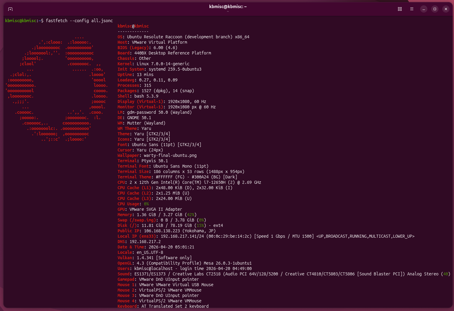 Displaying more information with Fastfetch