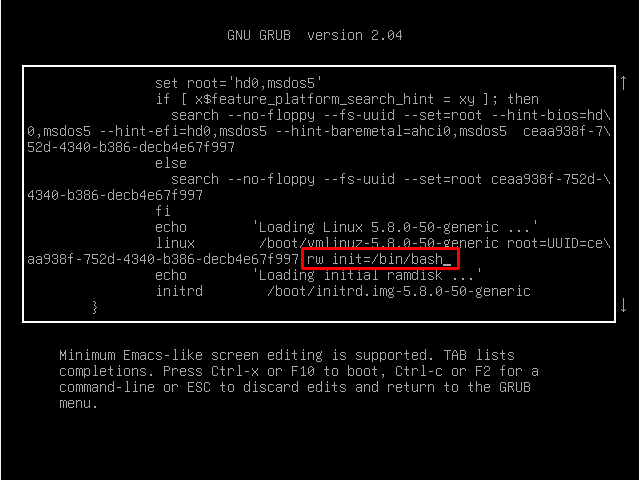 Add read-write permissions and a Bash shell to the end of the line