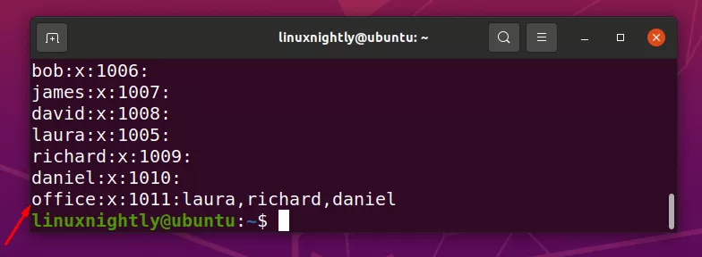 Lines from the /etc/group file