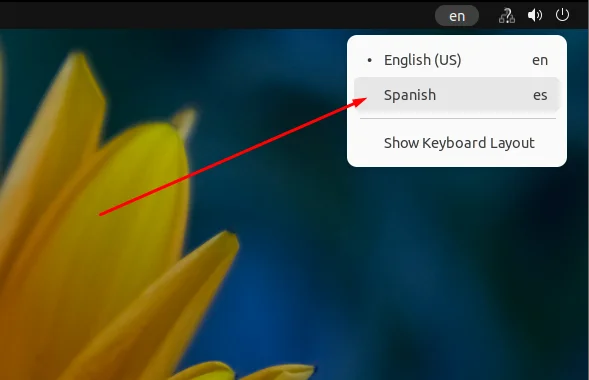 Switching keyboard layout using upper right corner