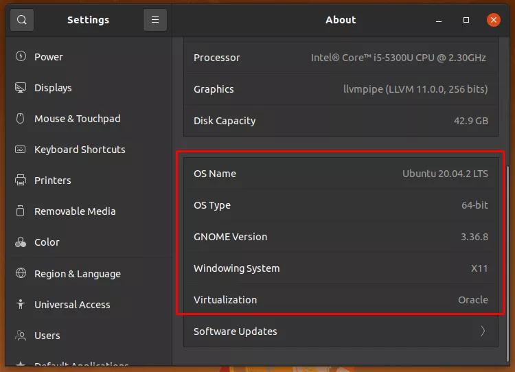 Viewing Linux version information from the desktop environment