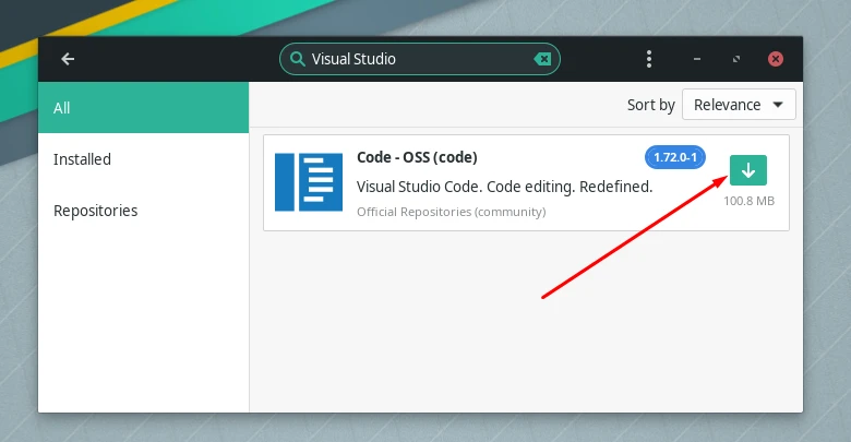 Installing Visual Studio Code via GUI