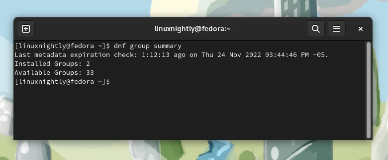 Listing the number of installed and available group packages
