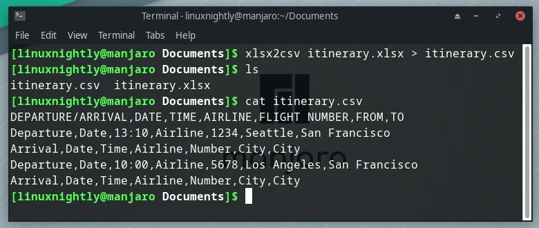Converting xlsx file to csv format using xlsx2csv